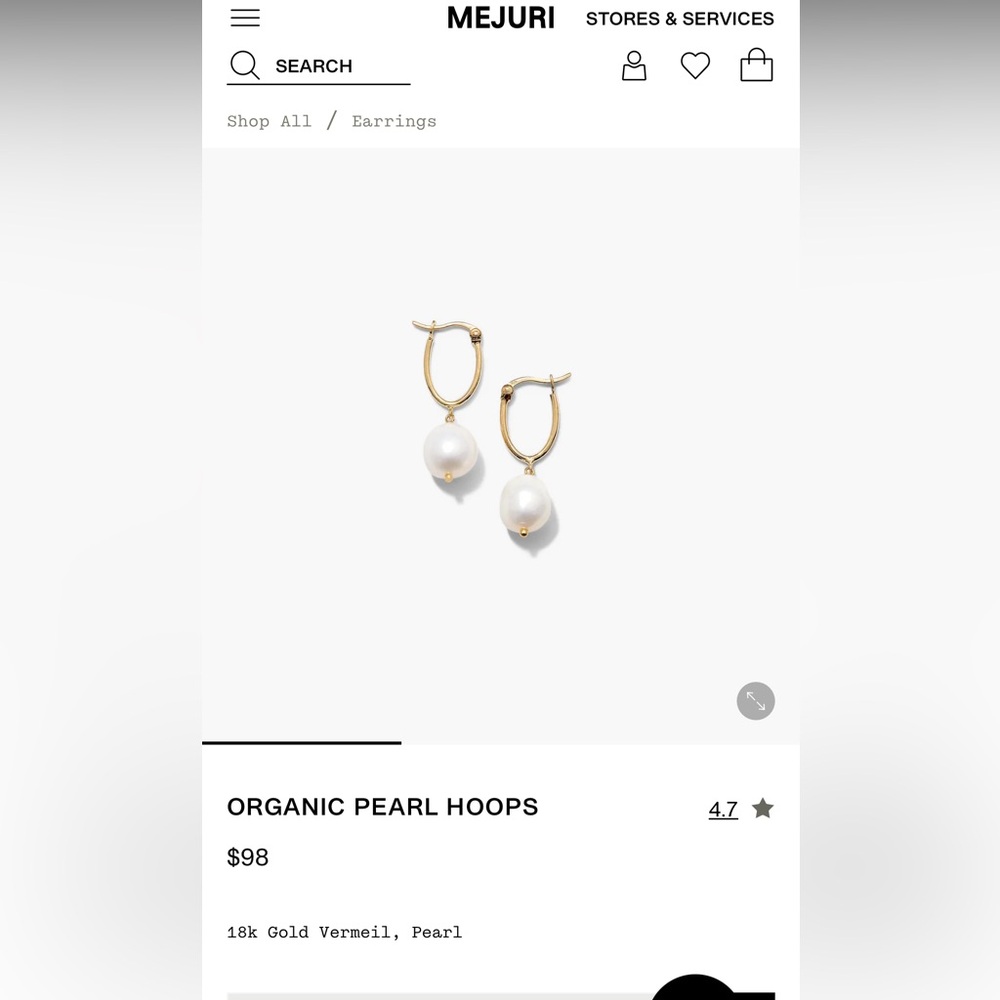 Mejuri Organic Pearl Gold Hoops